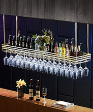 LJFJJ Portabottiglie da Parete in Ferro Bicchiere da Vino invertito Portabottiglie Vino in Metallo Installazione a soffitto Decorazione Bar per Bar, ristoranti, cucine