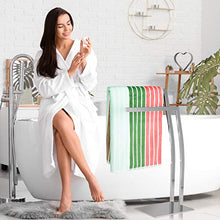 Relaxdays Porta Asciugamani WIMEDO, 80x32x20 cm ca., 2 Aste, Base Rettangolare, Decorazione, Acciaio Inox, Argento