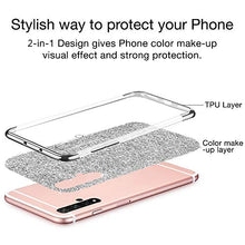 Herbests Case Cover per Huawei Honor 20, Custodia Silicone Huawei Honor 20 Bling Glitter Brillantini Placcatura Cover Crystal Trasparente Morbido TPU Gel Silicone Caso Case, Argento