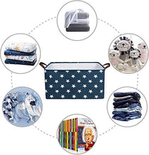 ZDD Cesto portabiancheria sotto Il Letto con Coulisse in Tela da 15 Pollici in Cotone Blu Navy, Strisce Blu, Grande 17 Pollici