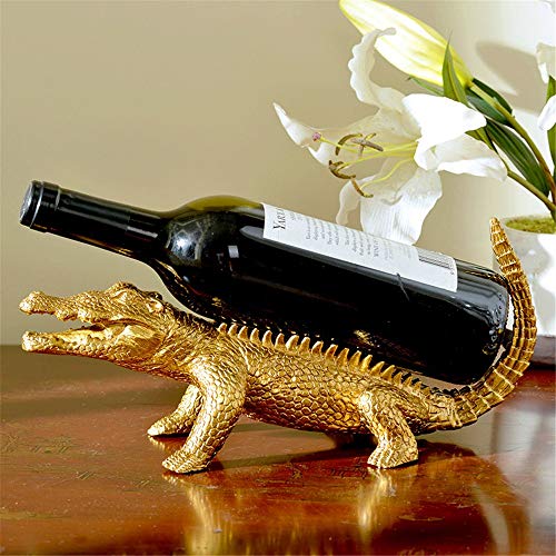Lwieui Wine Rack Rame Puro Coccodrillo Wine Rack Soggiorno Wine Rack Decoration Wine Rack Sala da Pranzo Bottiglia impilabile Wine Rack (Colore : Gold, Size : 15x50x10cm)