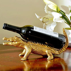 Lwieui Wine Rack Rame Puro Coccodrillo Wine Rack Soggiorno Wine Rack Decoration Wine Rack Sala da Pranzo Bottiglia impilabile Wine Rack (Colore : Gold, Size : 15x50x10cm)