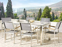 Beliani Set di Tavolo Grigio HPL Simil Marmo 180 cm e 6 Sedie Tessuto Grigio GROSSETO