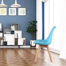 INJOY LIFE Sedia da pranzo Sedia da cucina Sedia moderna metà secolo con gambe in legno e sedie imbottite per sala da pranzo, soggiorno, camera da letto, set di 4, blu