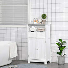 kleankin Mobile Bagno Multiuso con Armadietto 2 Ante, Mensola e 2 Cassetti Regolabili 60x30x108.8cm, Bianco