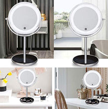 AJH Specchio per Trucco a LED Portatile, Illuminato con Specchio cosmetico a LED Leggero, Specchio ingranditore 5X Specchi per Barba bilaterali