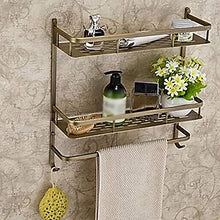 LFK Mensole da bagno vintage a due strati + asta singola in ottone anticato materiale ottone 1 mensola da bagno