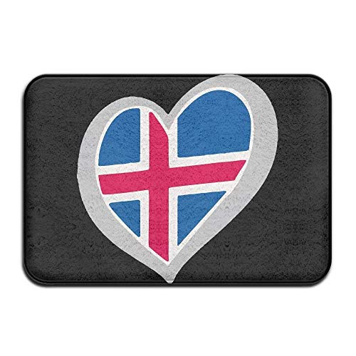 Wdskbg Heart Iceland Flag Non-Slip Indoor/Outdoor Door Mat rug for Health And Wellness Kitchen Bathroom zerbino 23.6