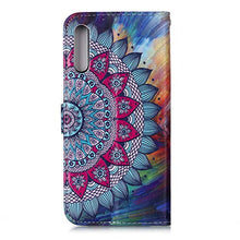 Herbests Cover Case Compatibile con Samsung Galaxy A50S Flip Case Custodia Protettiva Portafoglio Pelle Cover a Libro Book-Style Colorate Custodia con Supporto di Stand,Mandala