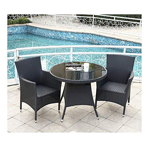 HLZY Tavolo in Vimini in Rattan mobili in Patio e Set s Mobili da Giardino in Rattan Set Nero, Patio mobili da Giardino Tavolo e sedie Set tavolino da caffè con Conversazione tavolino in Vetro