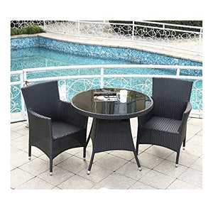 HLZY Tavolo in Vimini in Rattan mobili in Patio e Set s Mobili da Giardino in Rattan Set Nero, Patio mobili da Giardino Tavolo e sedie Set tavolino da caffè con Conversazione tavolino in Vetro