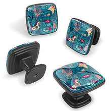 Set di 4 pezzi con maniglia quadrata per armadio da cucina, credenza, cassettiera, cassettiera, con viti, per cucina, comò, armadietto, bagno, armadio Dinasour unicorno gatto mostro