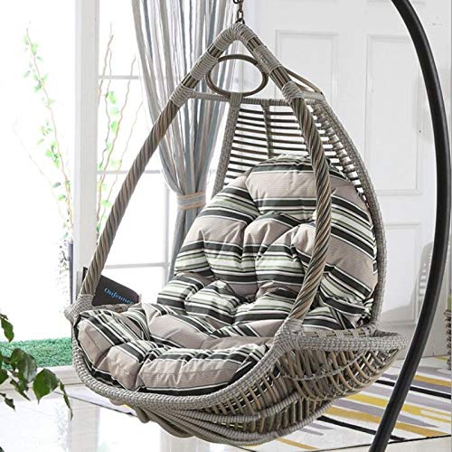 Dr.COLORFUL Cesto Sospeso Swing Cuscino Uovo Amaca Cuscino Poltrona Addensare Impermeabile Nido Appeso Cuscino per Sedia per Patio 90x120cm(35x47inch) Stripes
