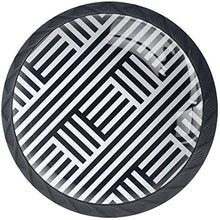 Strisce bianche nere geometriche Pomelli per Porta Set di 4 Pomelli per Mobili Manopole per Cassetti Cucina Armadio Vetro