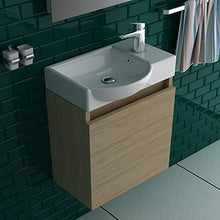 Alpenberger Set di mobili da bagno composto da lavabo con mobiletto colore rovere I design elegante piatto in ceramica preassemblato