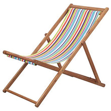 SKM Sdraio da Spiaggia Pieghevole Tessuto Telaio Legno MulticoloreB