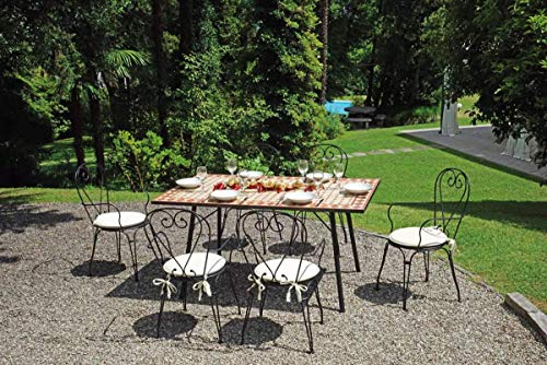 Gruppo Maruccia Tavolo da Giardino con 6 Sedie Set Pranzo da Giardino 6 Posti in Ferro Antiruggine e Mosaico di Ceramica Arredamento per Esterni