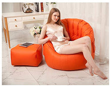 HongTeng Divani in Pelle Divano Pigro Tatami Fagiolo Borsa Camera Balcone pisolino Comodo Divano Piccolo Computer Lounge con poggiapiedi 80 × 80 cm (Color : Orange)