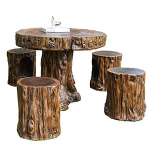 N/Z Attrezzature quotidiane Patio Portico Set di mobili Tavolino Set Tavolo e sedie Parco all'aperto Cortile Balcone Giardino Tempo Libero Tavolo Rotondo con Intaglio a radice di Legno