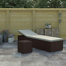 Festnight Lettino Prendisole con Cuscino e Tavolino in Polyrattan Schienale Regolabile Rattan Sedia a Sdraio Marrone 195 x 60 x 31 cm
