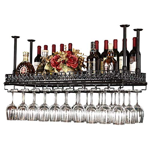 MQJ Scaffale per Vino, Bar, Ristorante, Appeso, Portabici Di Vino, Portabicchieri in Vetro Retrò Europeo Pendenza Del Calibro Appendiabiti per Cucina/Bar/Ristorante, Bronzo, 80 * 35 * 12 cm,100 *