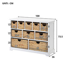 WGYDREAM Comodino Grande Cassettiera con 10 Cestini Cassetti in Legno Massello Contenitore Organizer Armadio per Corridoio Bagno Soggiorno