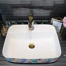 HEIFEN Lavabo in Ceramica soprabanco lavabo Romantico Aspetto Floreale Moderno Astratto lavabo Artistico lavabo Ovale lavandino Bagno casa sul lavandino A