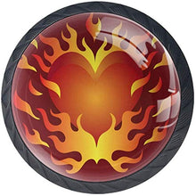 Flaming Love Heart Red Power Pomelli per Porta Set di 4 Pomelli per Mobili Manopole per Cassetti Cucina Armadio Vetro
