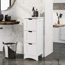 Badezimmerschrank, schmaler Badschrank mit 3 Schubladen, Beistellschrank, Kommode, Wohnzimmer, Küche, freistehend, weiÃμ, 30x30x82cm