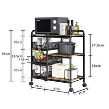 ChangDe Quattro Ruote Portatile Strumento di archiviazione Carrello Carrello da Cucina Bagno Ristorante Acciaio al Carbonio Carrello in Legno di Noce 2 Colori 73X35X85CM Utility Cart (Color : Brown)