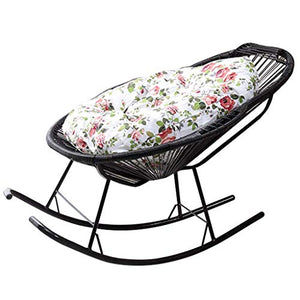 Sedia a dondolo reclinabile in rattan nero per bambini Sedia a sdraio per adulti Lettini reclinabili con cuscini Sedia da giardino con poggiapiedi e braccioli Sedie a sdraio reclinabili per patio pisc