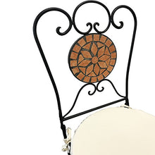 FineHome - 2 sedie pieghevoli a mosaico, in terracotta, con imbottitura per sedia, beige, per interni ed esterni