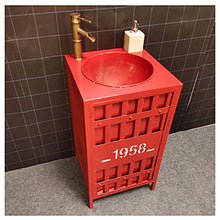 YRRA Autoportante Mobile Lavabo Bagno, Stile Industriale Mobile Bagno con Lavabo, con Lavello e Rubinetto Combinato 17,7 x 33,4 Pollici,Rosso
