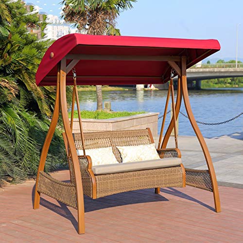 Swing Portico all'aperto, Sedia a Sospensione da Giardino Casa Sedia a Dondolo Casa Balcone Cradle Sedia Doppia Outdoor Swing Sedia Regolabile Baldacchino a baldacchino