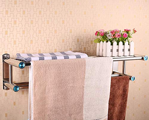 BGSFF Portasciugamani ， Portasciugamani Doppio Portasciugamani Portasciugamani da Parete in Acciaio Inox Portasciugamani da Bagno Cucina per Hotel Ufficio, 60 cm