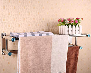 BGSFF Portasciugamani ， Portasciugamani Doppio Portasciugamani Portasciugamani da Parete in Acciaio Inox Portasciugamani da Bagno Cucina per Hotel Ufficio, 60 cm