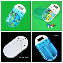 Oyria - Scatola portapillole elettronica digitale portatile con timer/smart promemoria, allarme, dispenser per pillole con 2 scomparti