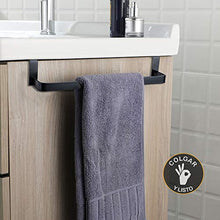 Kibath 438423 Portasciugamani in Acciaio Inox Senza fori per mobili da bagno Finitura nera opaca. Lunghezza 36 cm. Posizionamento senza attrezzi, 36 cm