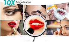 Specchio Ingranditore Trucco Con Luci Luce Led Make Up Specchio Per Trucco Makeup Con Ingrandimento 10 X E Luce Led, Specchio Cosmetico Giunto Sferico Orientabile E Ventosa, Collo di Cigno
