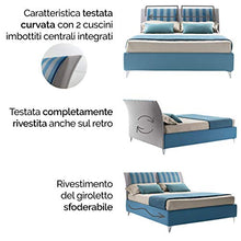 LettoFacile montalo in 30 Minuti - Letto Matrimoniale Onda Frame in Tessuto Azzurro/Grigio - Struttura senza rete - Made in Italy (160 x 190 cm)