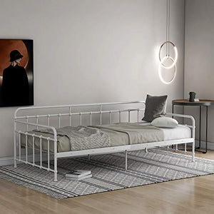 WGYDREAM Letto Struttura del Letto in Metallo Letto Singolo Bianco Base per Rete Solida per Ampio Spazio di Archiviazione per Adulti Montaggio Facile, 90 X 200 Cm