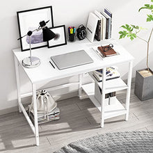 JOISCOPE Scrivania per Computer, Tavolo per Laptop, Scrittorio per Studio con Ripiani in Legno, Tavolo in Stile Industriale Realizzato in Legno e Metallo,100x60x75cm(Finitura bianca)