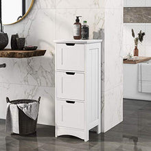 H-CAR Cassettiera Bagno Armadio Organizer Bianco con 3 Cassetti Scaffale da Terra Armadio Alto Facile Montaggio