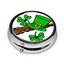 Happy St Patrick's Day - Contenitore rotondo per pillole, 3 scomparti, in metallo, per medicina e vitamine, per viaggi all'aperto