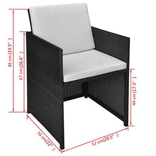 Festnight Set 2 pz Sedie da Giardino in Polyrattan Nere con Cuscini,Sedie da Esterno,Sedie in Rattan,Poltrocine da Giardino,Poltrocine da Esterno,Poltrocine in Rattan,Sedie da Pranzo da Giardino