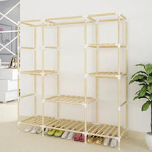 LyMei Armadio Portatile di stoccaggio in Legno massello Grande Armadio Semplice Armadio in Tessuto Oxford Organizzatore di archiviazione Armadio Pieghevole,D_150*46 * 170cm
