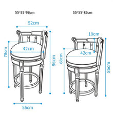 Sedia da Bar in Legno Massello con Schienale Seggiolone per La Casa Seggiolone Bar Girevole in Pelle retrò Leggero Sedia da Bar in Legno Massello (Color : C, Size : 55 * 55 * 96cm)
