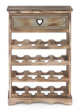 ts-ideen Cantinetta Portabottiglie in Legno Effetto Consumato per 16 Bottiglie Completa di cassetto Porta Accessori
