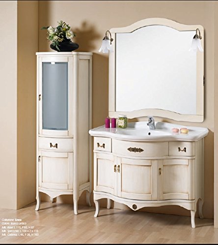 Bagno Italia Mobile Arredo Bagno cm 109 anticato decapè in 4 colori con lavabo in ceramica e specchio Mobili 1 l