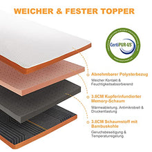 Maxzzz Topper 90 x 200 cm, 7,6 cm di altezza, in memory foam, con 2 in 1, coprimaterasso ortopedico con rivestimento rimovibile e lavabile, coprimaterasso per letti scomodi e divani letto
